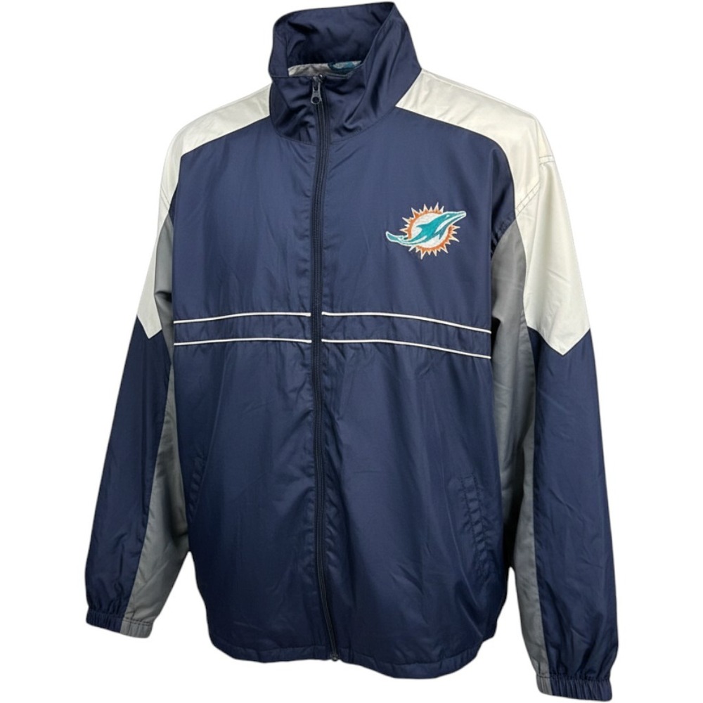 Dunbrooke Miami Dolphins Windbreaker Jacket Mens 2XL VINTAGE Colorblock Zip